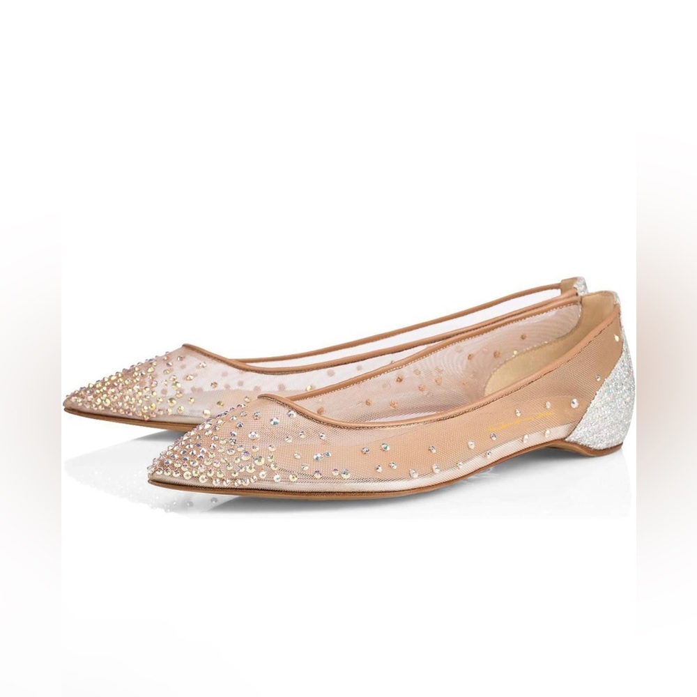 ✨ BNIB Nude Mesh Rhinestone Ballet Flats ✨